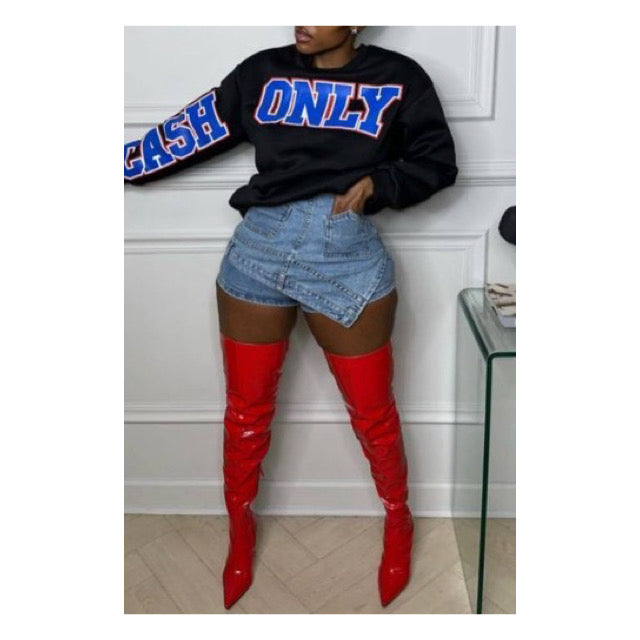 Asymmetrical “Denim” Skort - Trendy and Practical Casual Wear