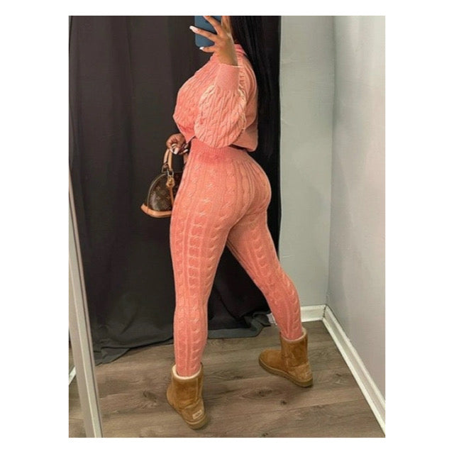 Pink / Peach Sweater Leggings Set
