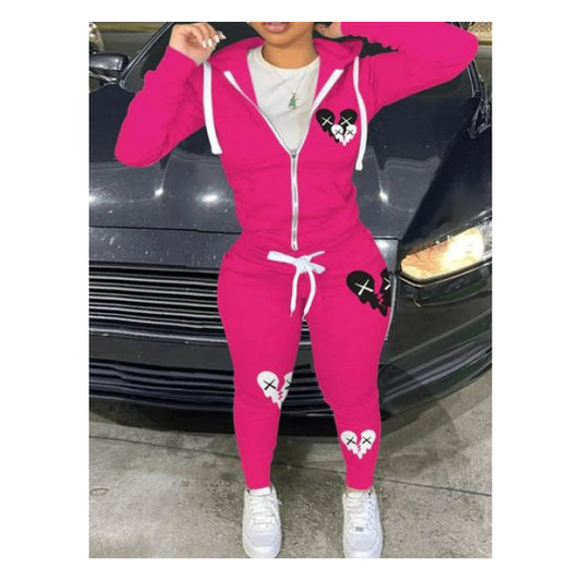 Pink “Broken Heart” Sweatsuit (Zip Up)