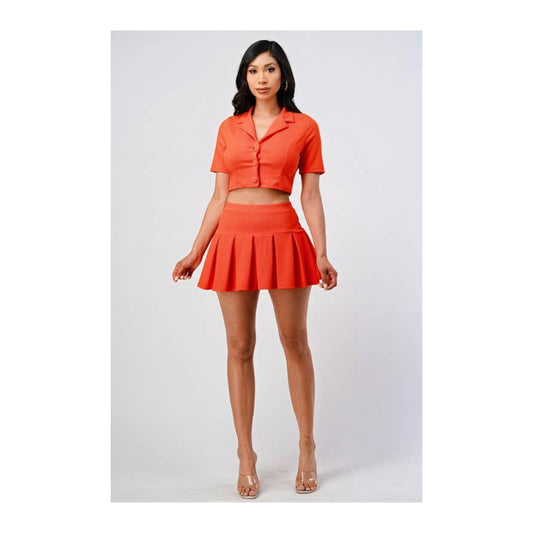 Orange High Waisted “Tennis Mini” Skirt Set