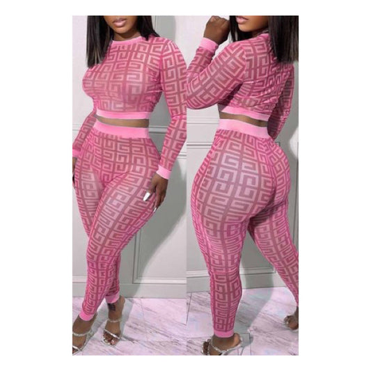 Pink “Square Pattern” Leggings Set - Stylish & Comfortable